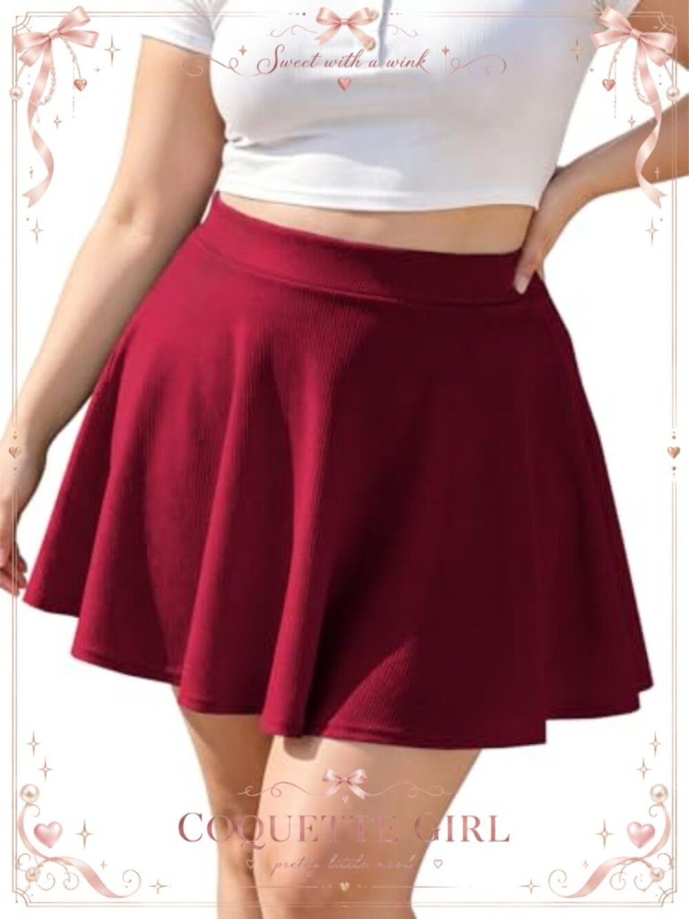 Plus Size Mini Skater Skirt High Waisted A-Line Flared Stretchy Casual